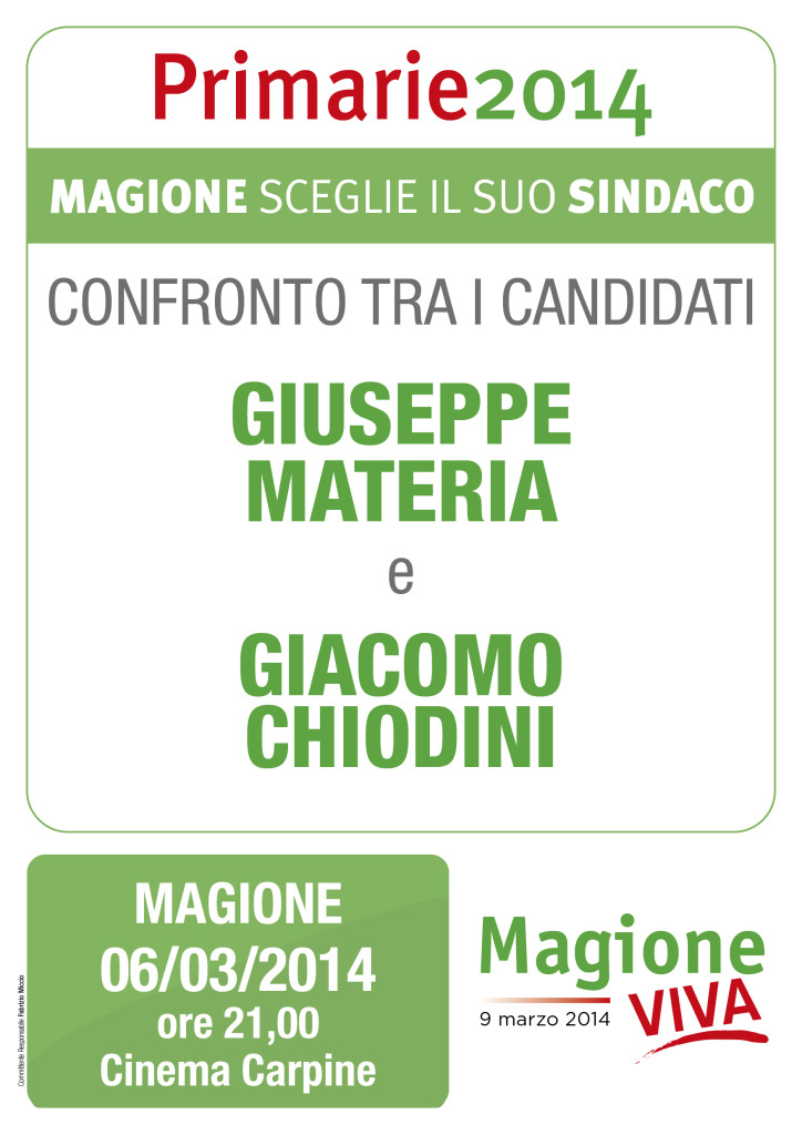 Primarie, a Magione il primo confronto tra i candidati Materia e Chiodini